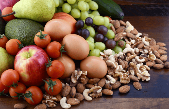 Fruits, vegetables, nuts